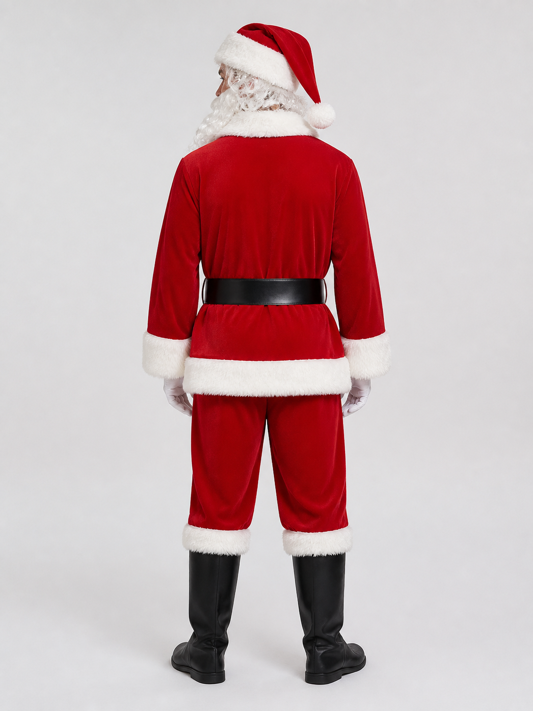 Red Santa Claus Costume, Cosplay Set back view