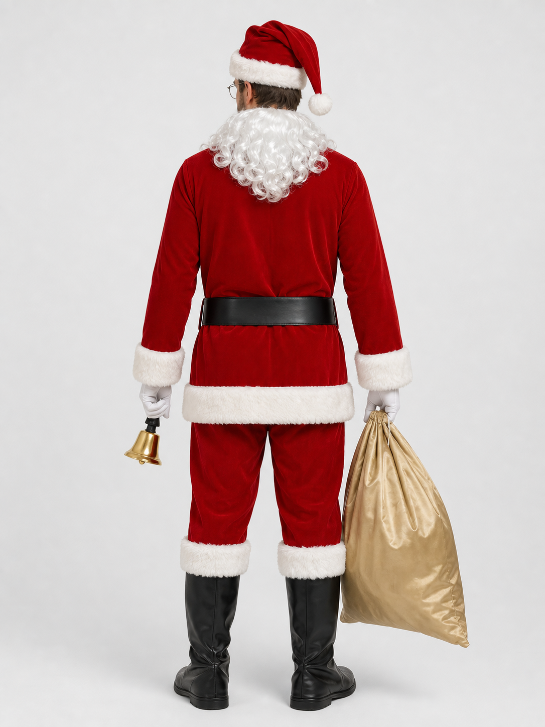 Santa Claus Costume, Red 11-Piece Set back view