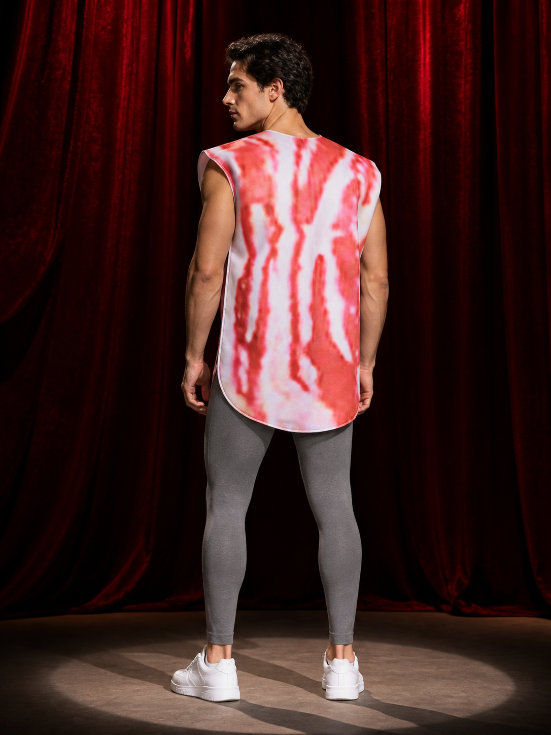 Unisex Adult Egg and Bacon Costume Bodysuit, Funny Food Party Outfit back view