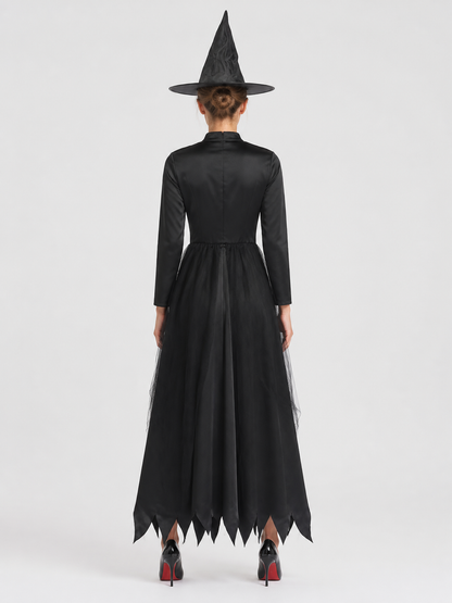 Halloween Witch Costume with Pointed Hat back view