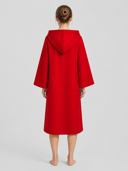 Red Hooded Cloak with Zipper for Halloween Cosplay back view