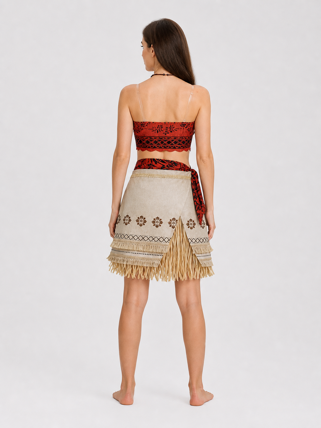 Moana Cosplay Costume Set with Skirt and Accessories back view
