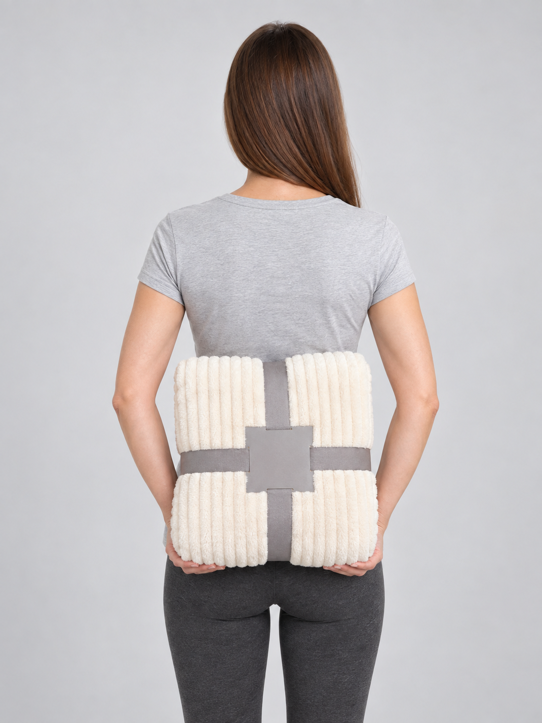 Ivory Fleece Blanket with Embossed Waves