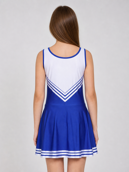 CHEERS Stage Dress, Blue and White Performance Dress