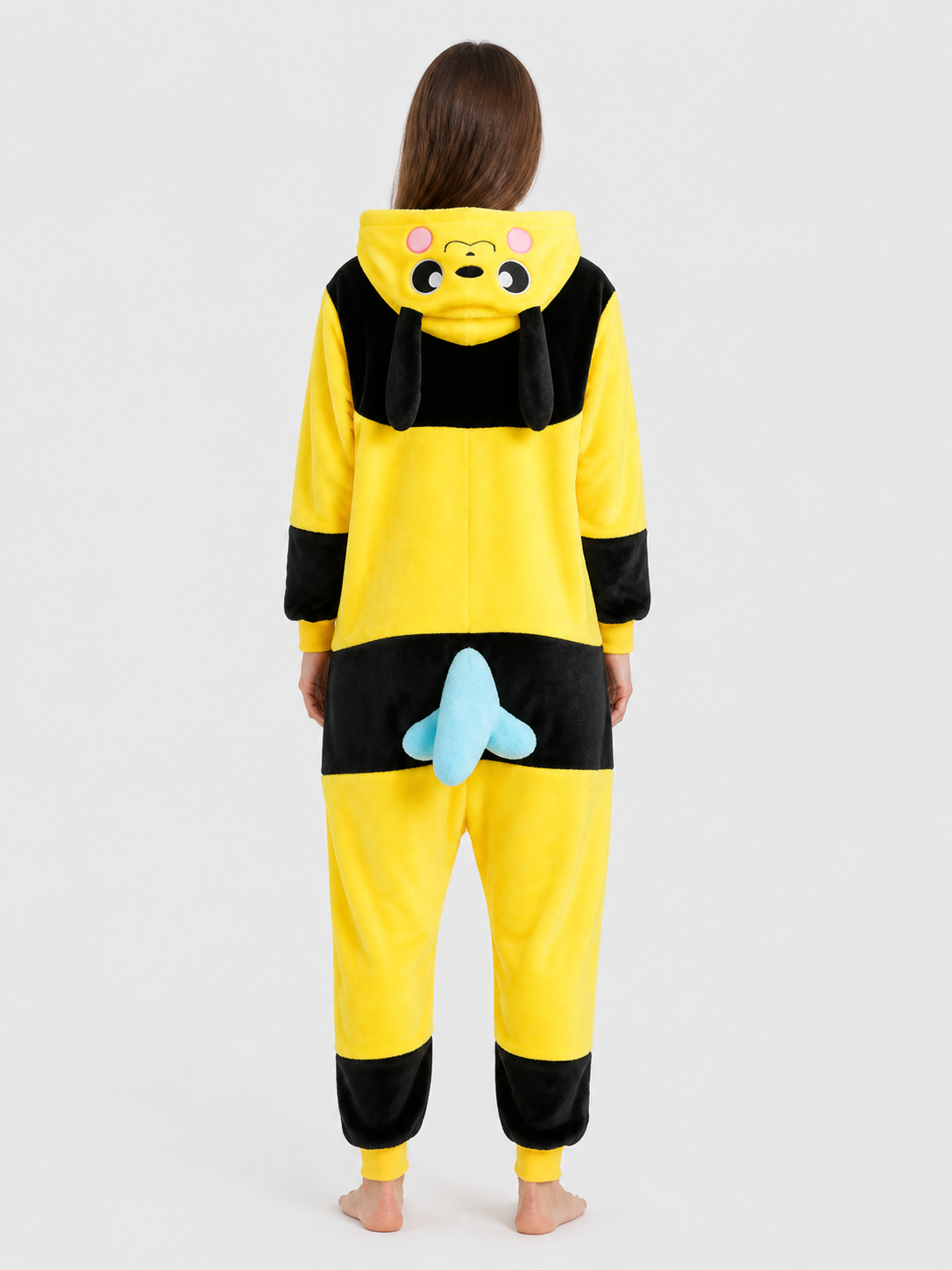 Flannel Animal Onesie Pajamas with Hood back view