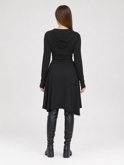 Black medieval-style hooded tunic
