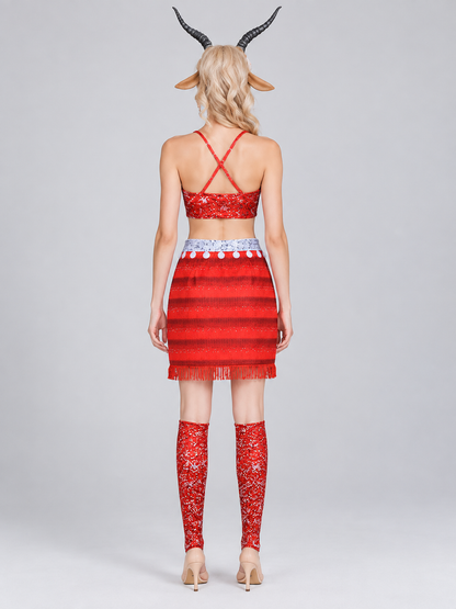 Sequin Dance and Performance Costume with Mask