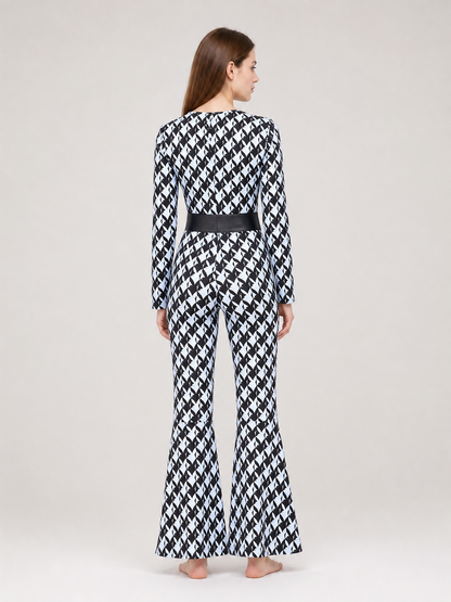 Retro Disco-Style Jumpsuit with Diamond Pattern