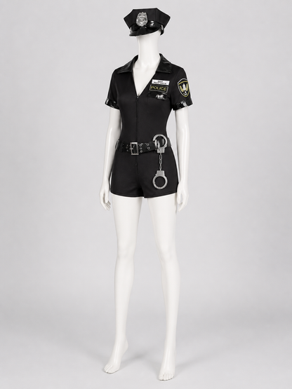 Halloween Police Jumpsuit with Shorts back view