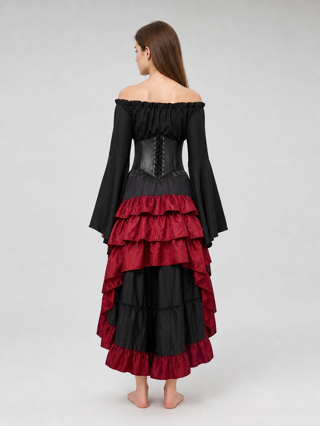 Pirate costume with corset and tiered skirt