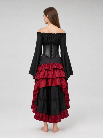 Pirate costume with corset and tiered skirt