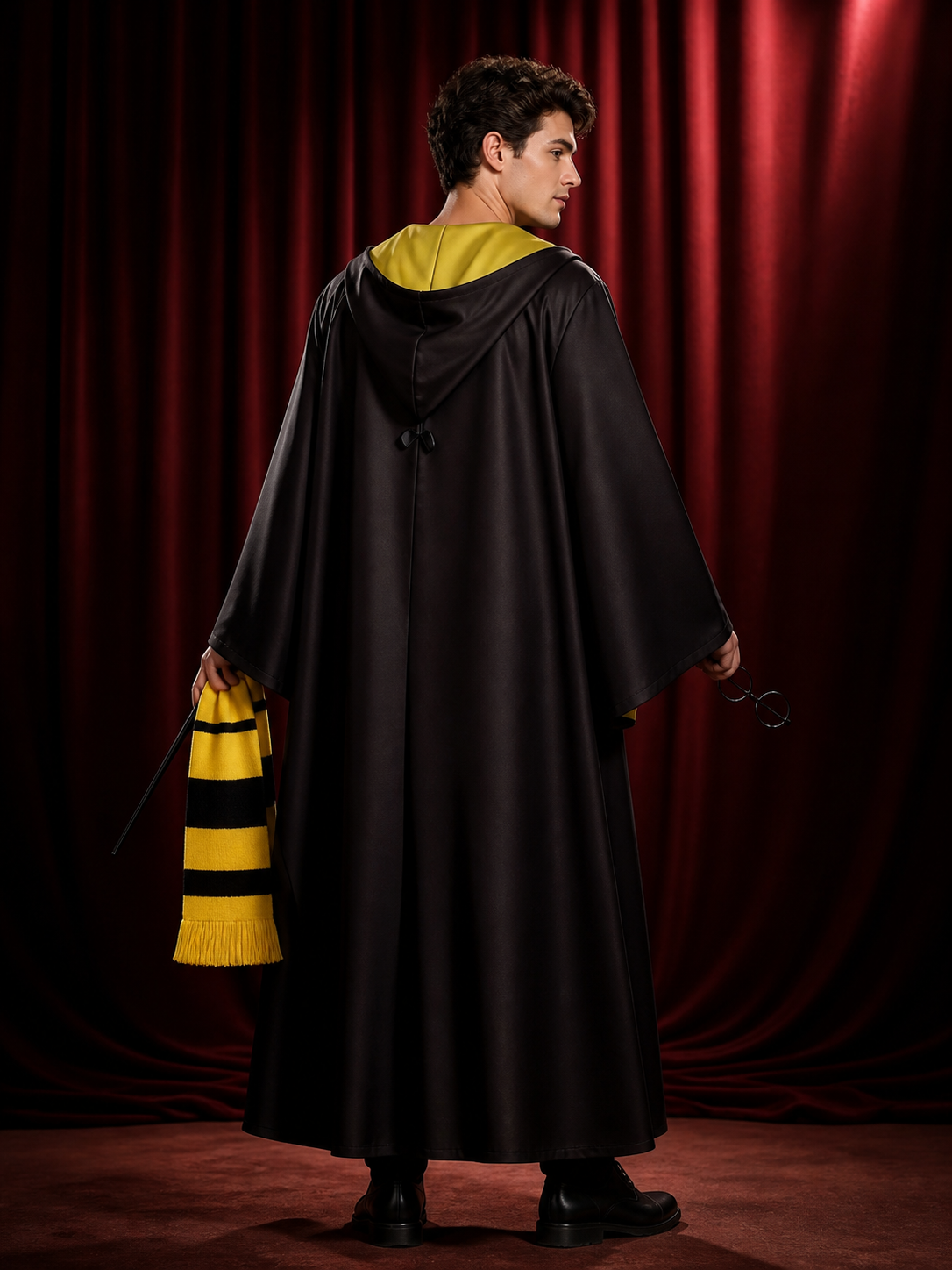 Harry Potter Hufflepuff Robe, 4-Piece Cosplay Set back view
