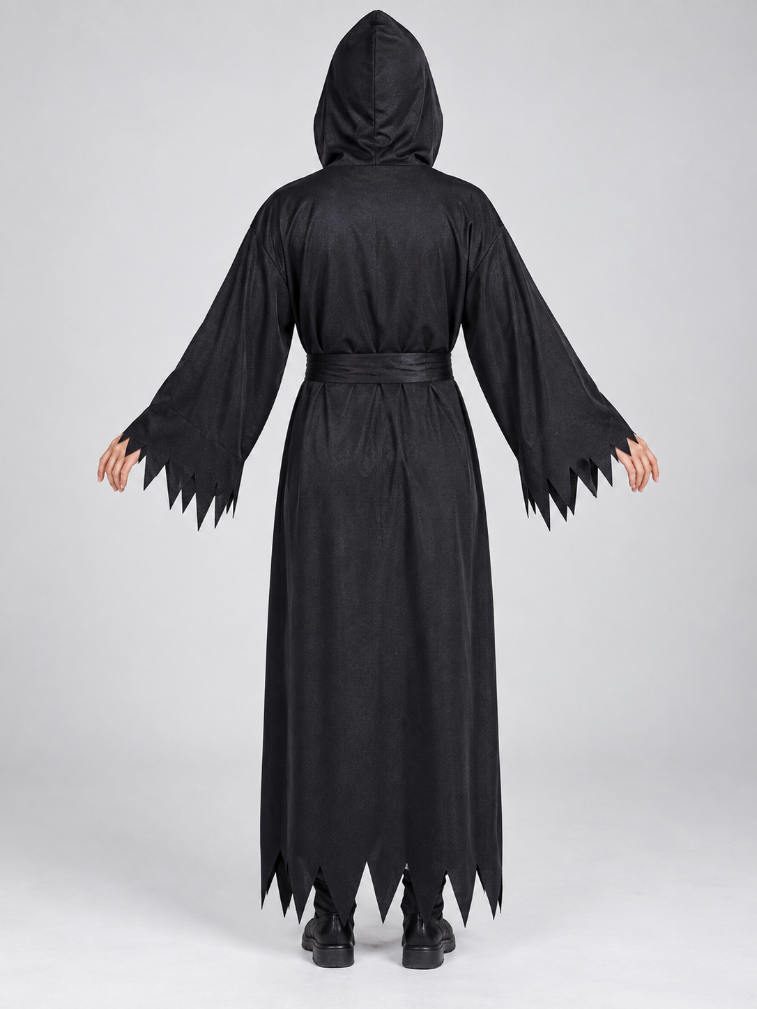 Vampire Halloween Costume with Hood and Belt, Black