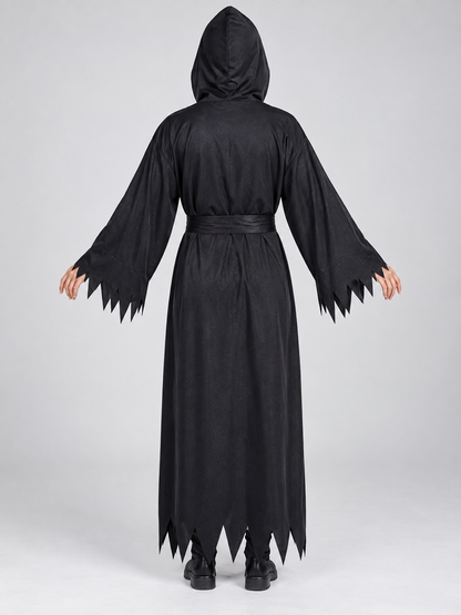 Vampire Halloween Costume with Hood and Belt, Black