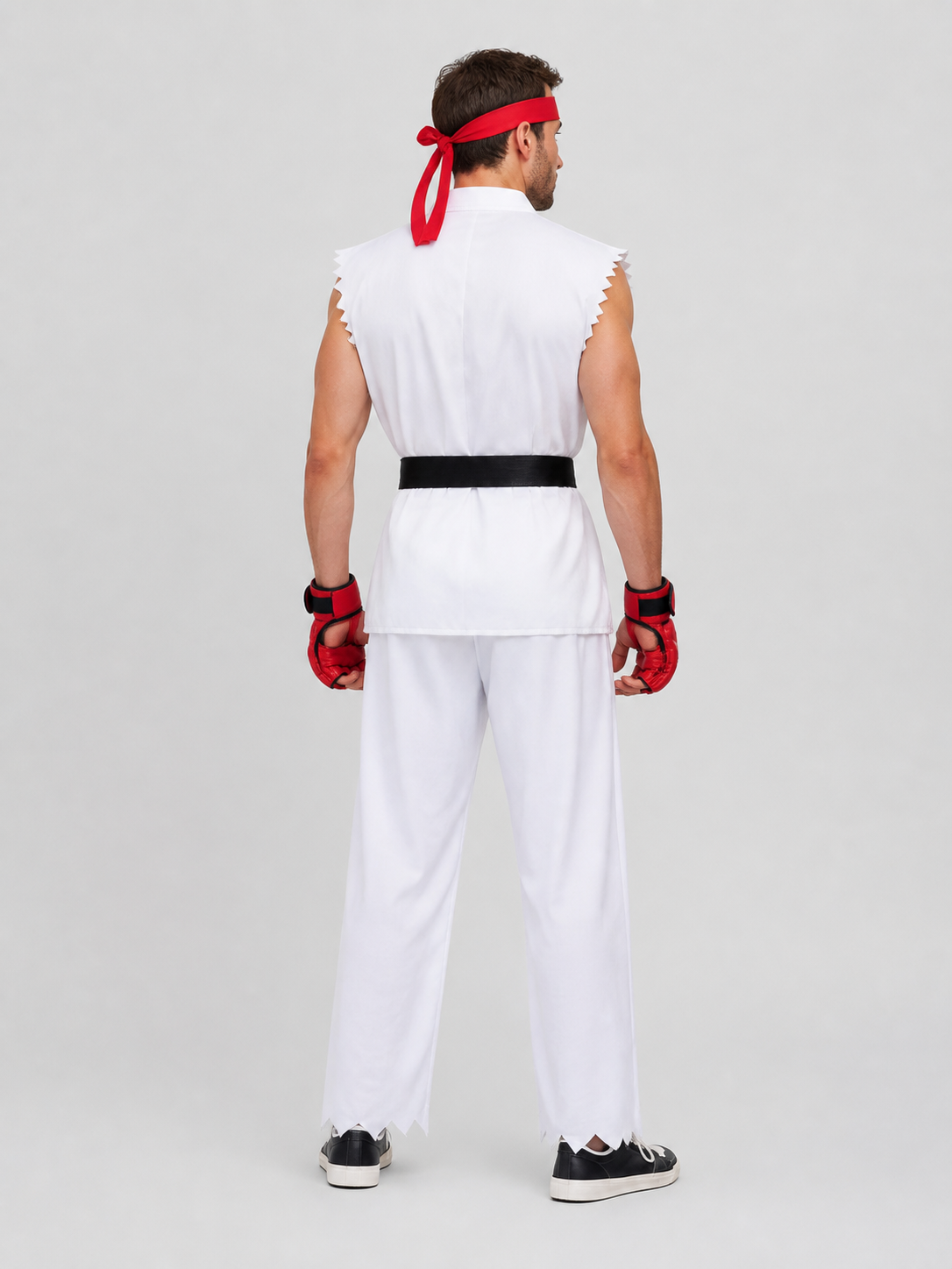 Ryu Street Fighter Cosplay Costume, White Set back view