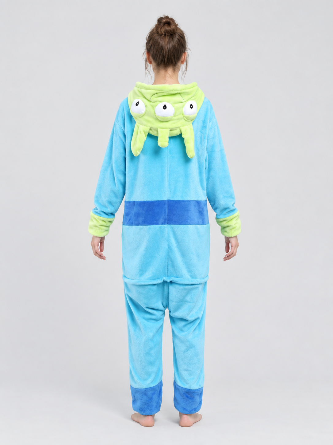Pajama Jumpsuit with Puffy Hood and Zipper