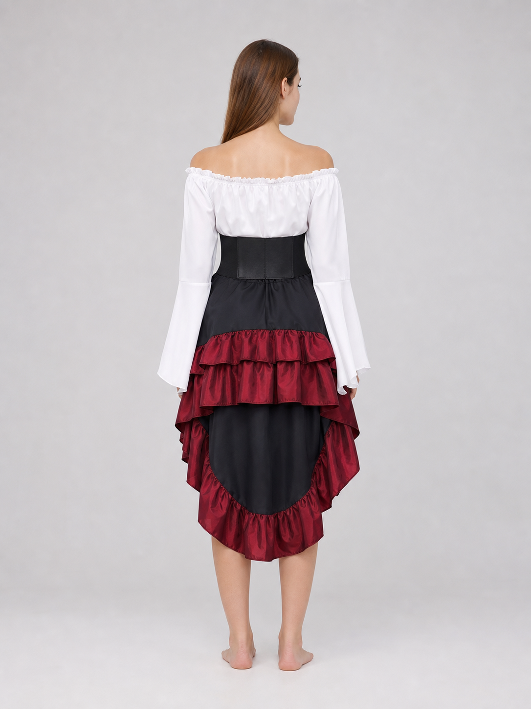Gothic Costume with Corset and Tiered Skirt