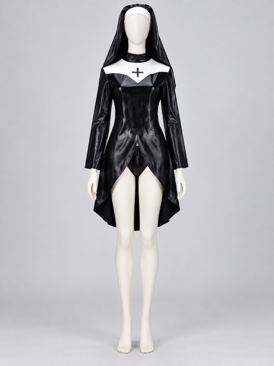 Gothic Costume with Headscarf and Shorts back view