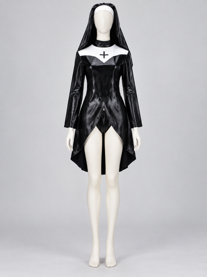Gothic Costume with Headscarf and Shorts back view