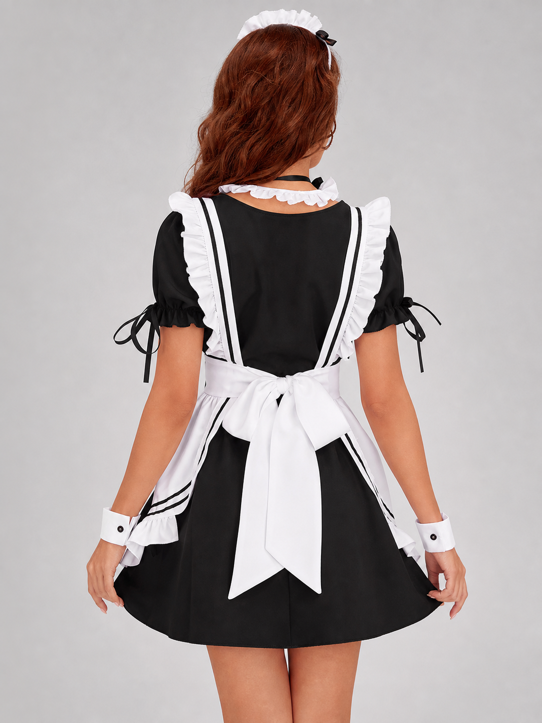 Anime Cosplay Costume, Black-and-White Uniform with Apron
