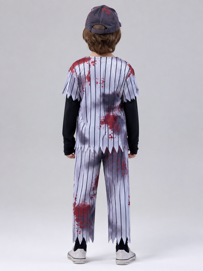 Gray Baseball Uniform-Style Zombie Costume back view