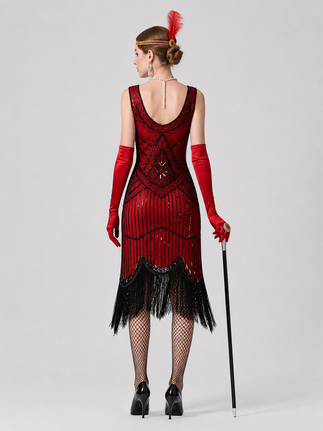 1920s Sequin and Fringe Stage Costume back view