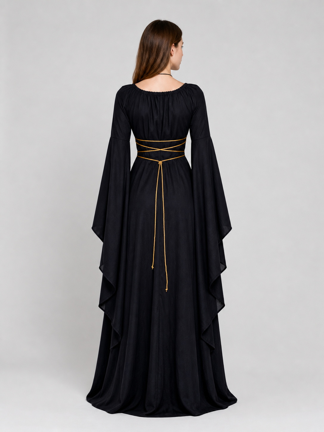 Gothic Maxi Dress with Long Sleeves