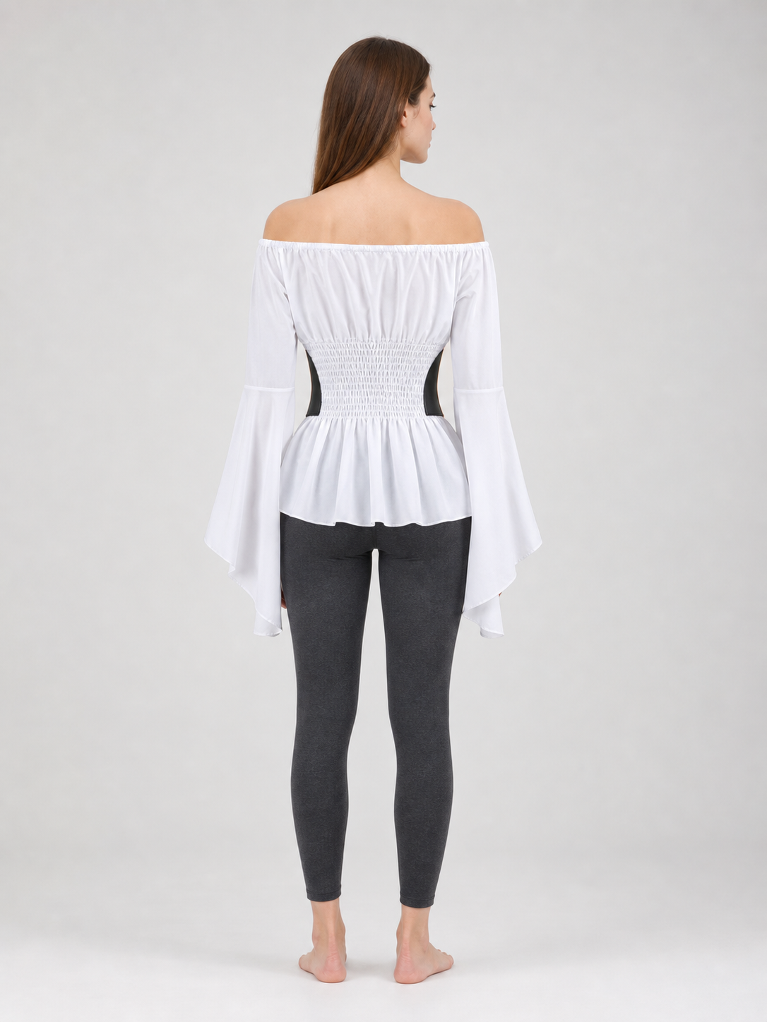 Off-the-Shoulder Blouse with Belt, Vintage Style