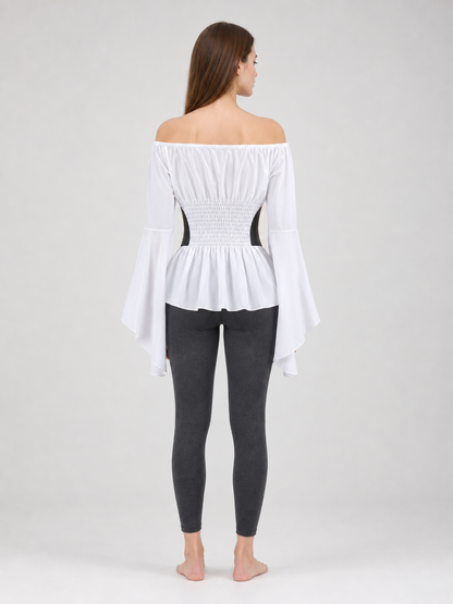 Off-the-Shoulder Blouse with Belt, Vintage Style