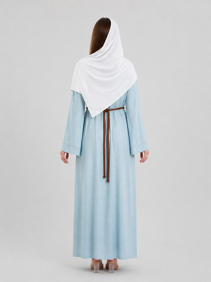 Arabian Halloween Costume, Blue Dress with Belt back view
