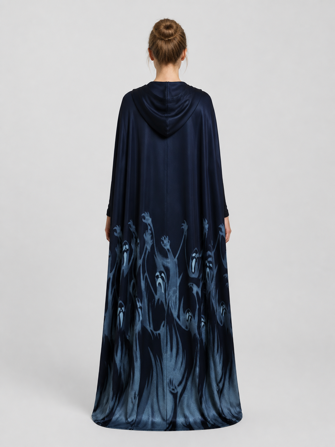 Halloween Hooded Cloak Costume with Ghost Patterns