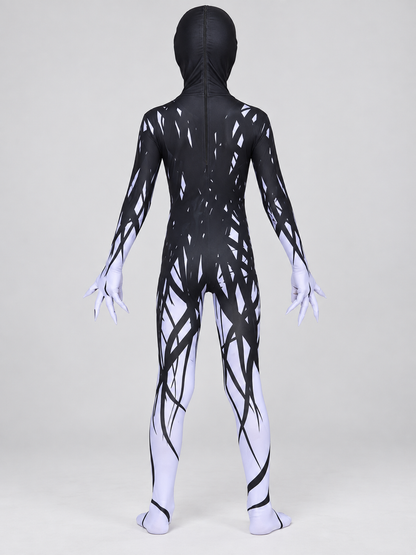 Cosplay Costume: Black Jumpsuit with White Print and Mask