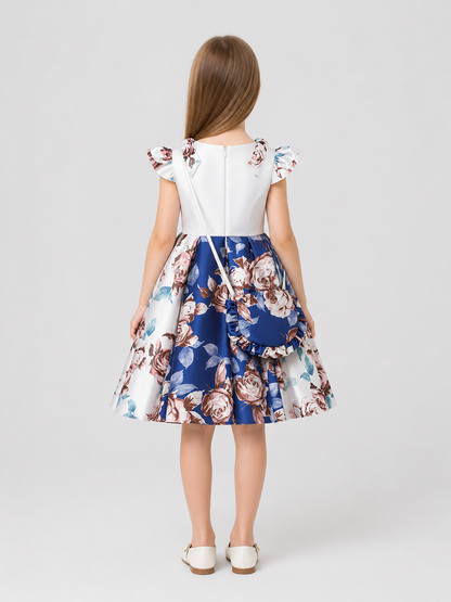 Girls' Princess Dress with Handbag, Full Skirt back view