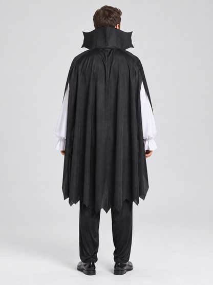 Costume with Burgundy Vest, Pants, and Cape back view