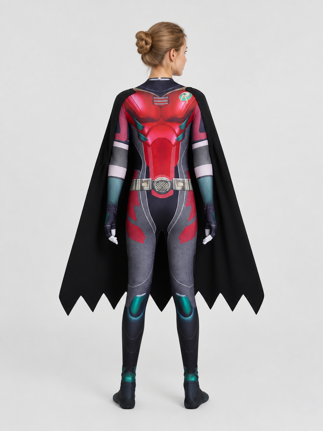 Superhero Cosplay Costume — Jumpsuit with Cape back view
