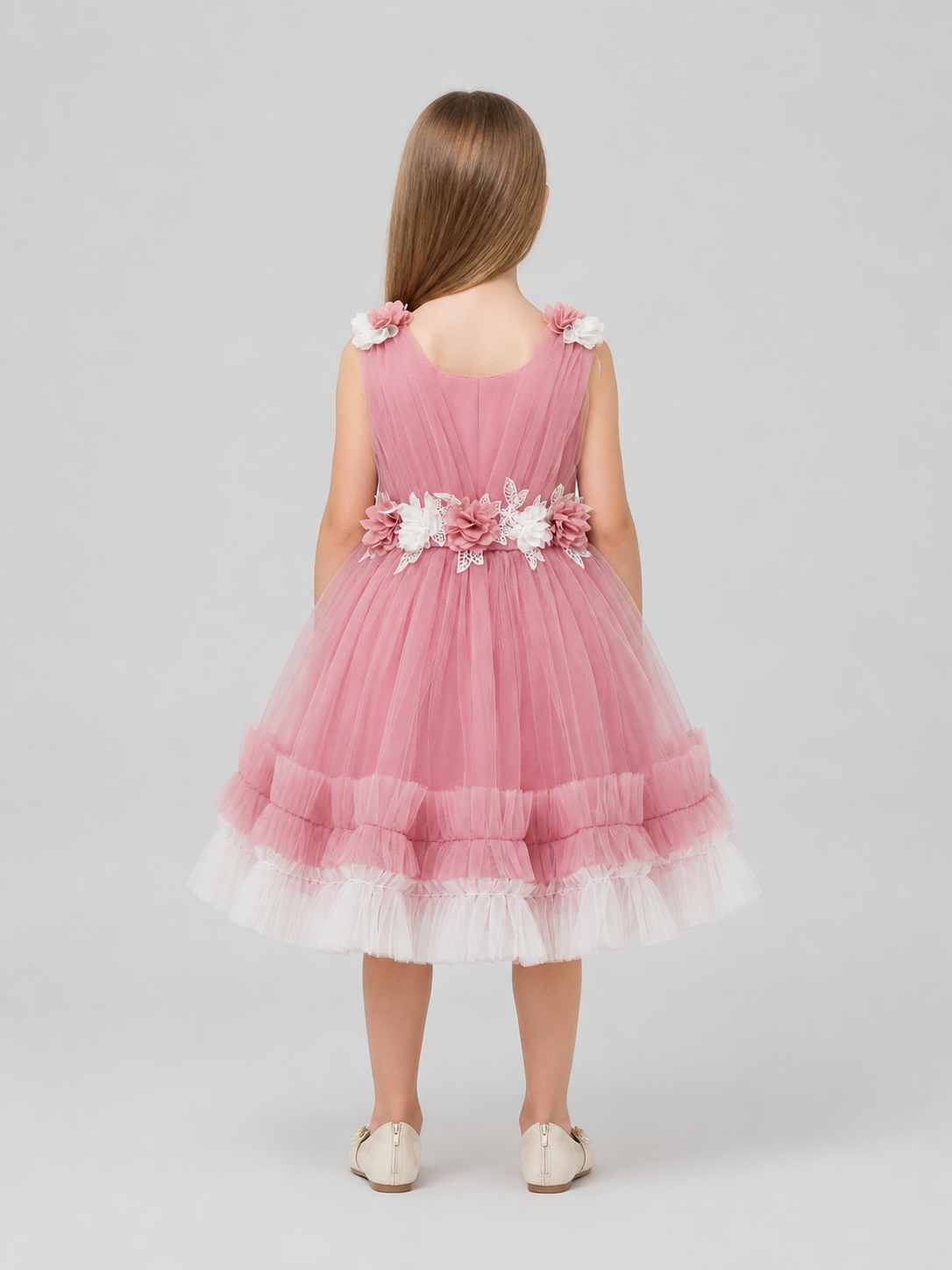 Festive Tulle Dress with Floral Decoration