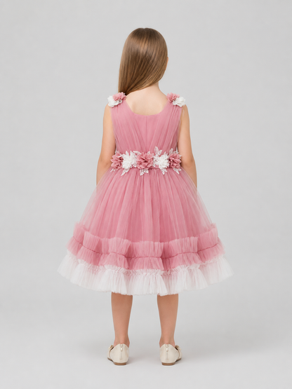 Festive Tulle Dress with Floral Decoration