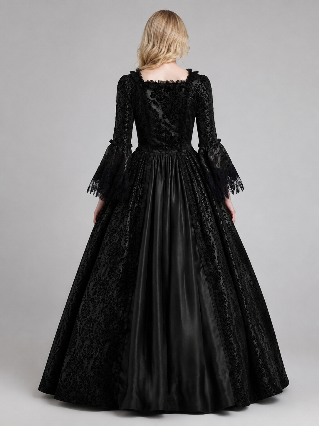 Floor-Length Medieval Dress with Lace and Lacing back view