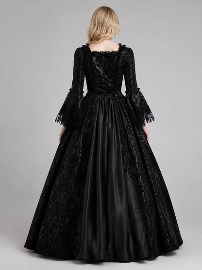 Floor-Length Medieval Dress with Lace and Lacing back view