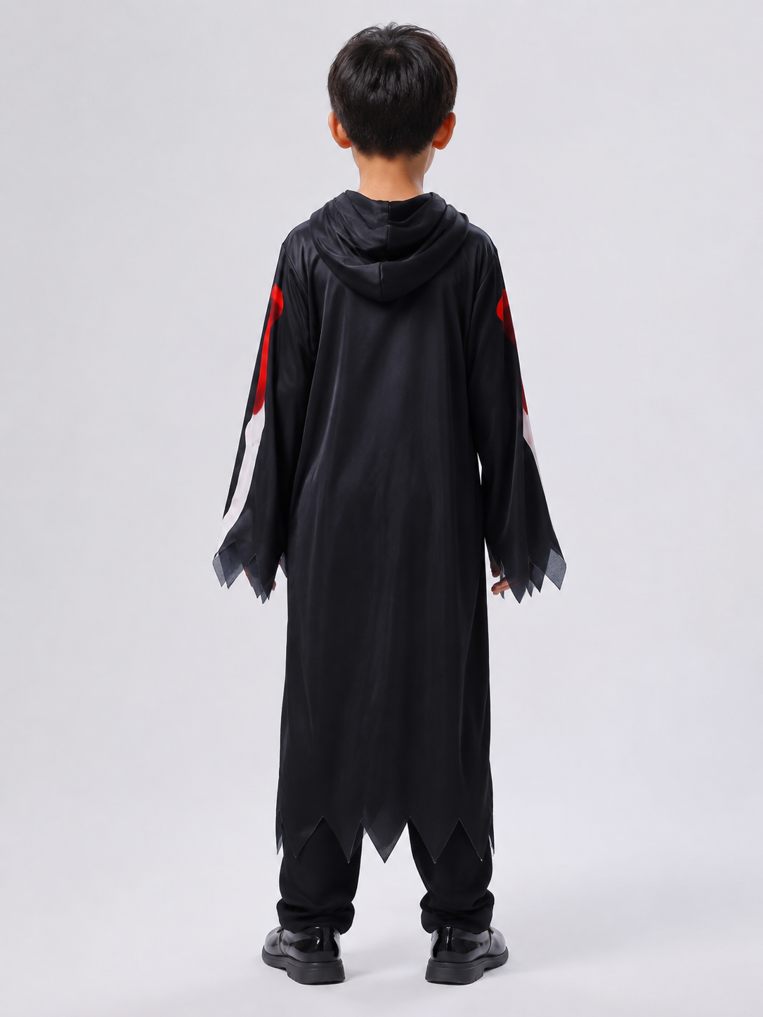 Children's Halloween Death Costume with Skeleton Print back view