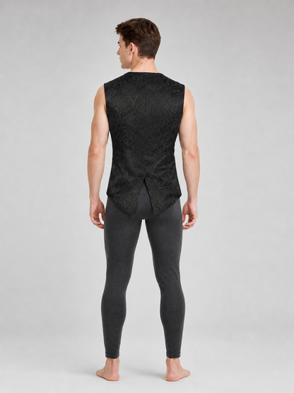 Costume Sleeveless Vest with Jacquard Pattern