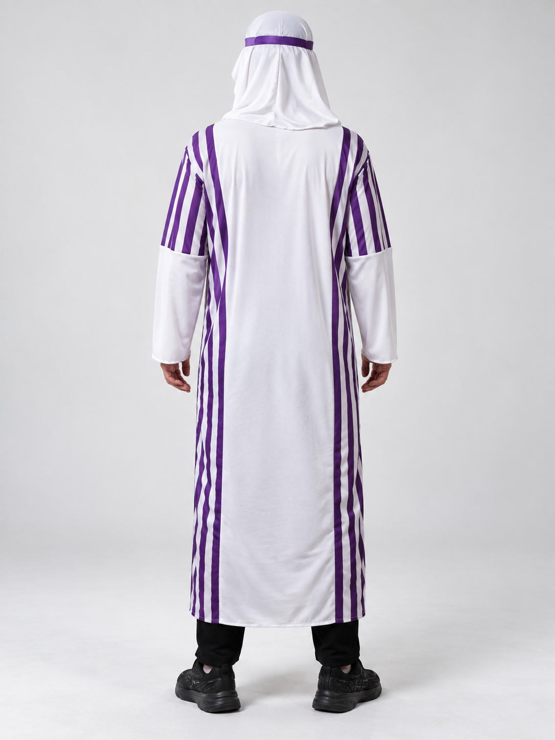 Carnival Costume with Purple Stripes and Headpiece