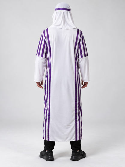 Carnival Costume with Purple Stripes and Headpiece