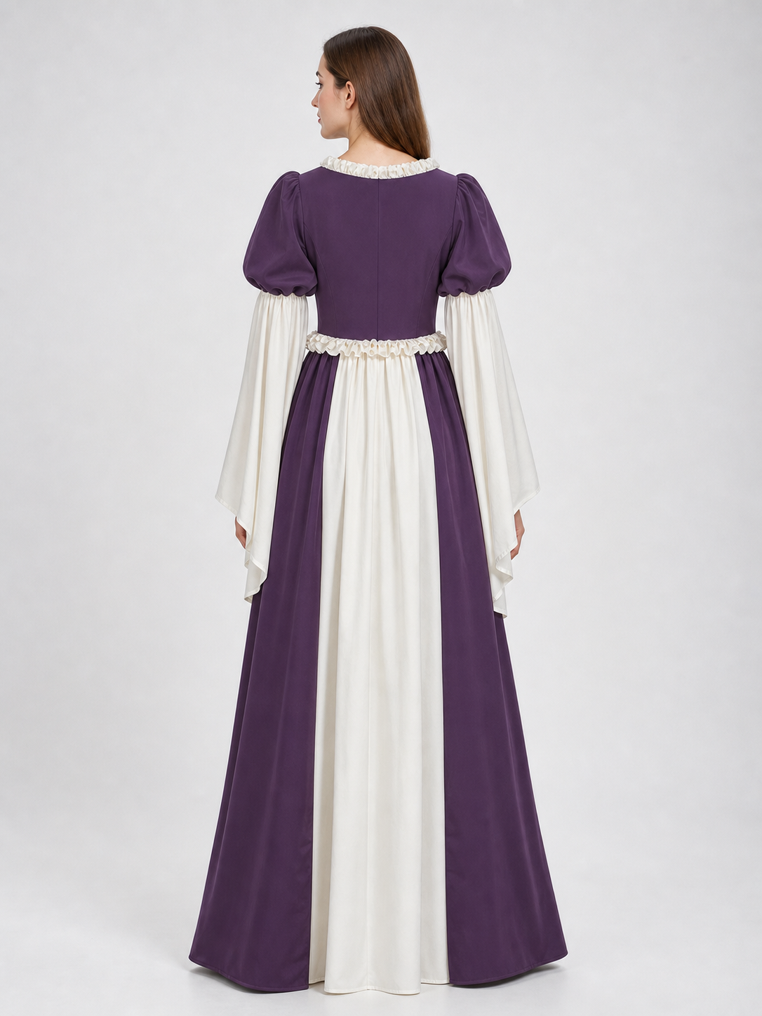 Long Vintage-Style Dress with Ruffles