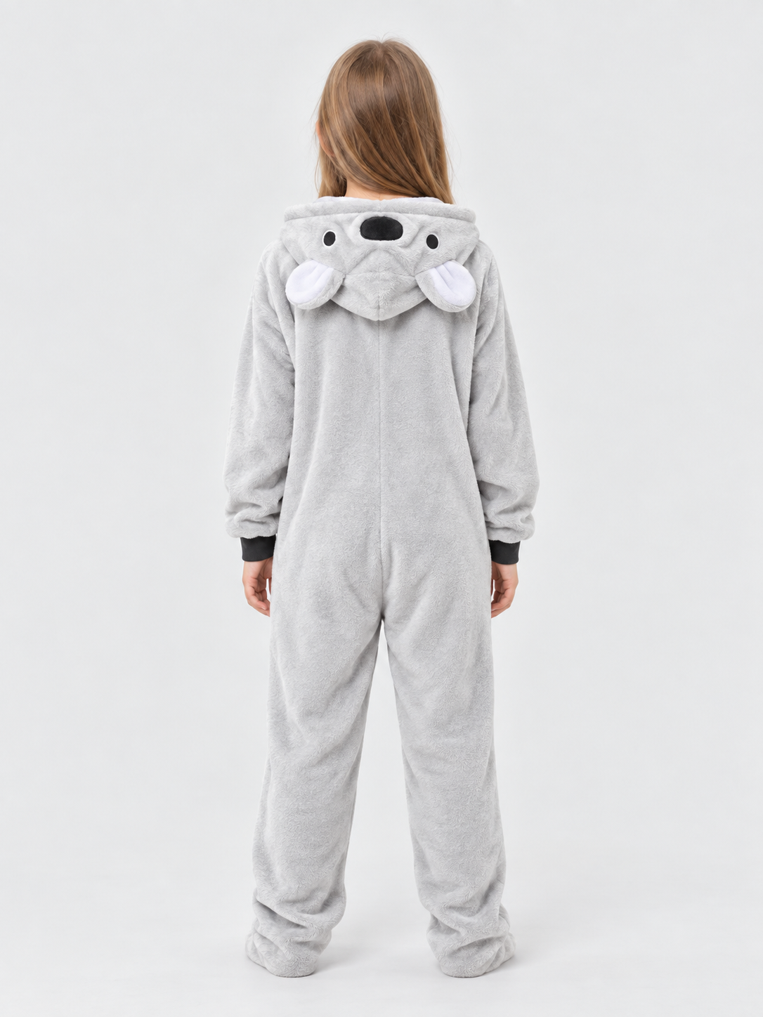 Flannel Hooded Pajama Jumpsuit with Ears