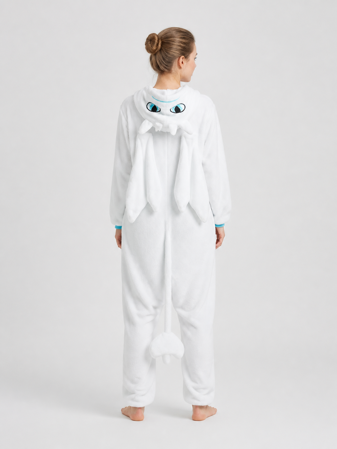 Flannel Husky Hooded Pajama Jumpsuit back view
