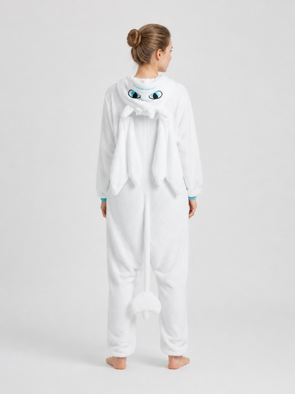 Flannel Husky Hooded Pajama Jumpsuit back view