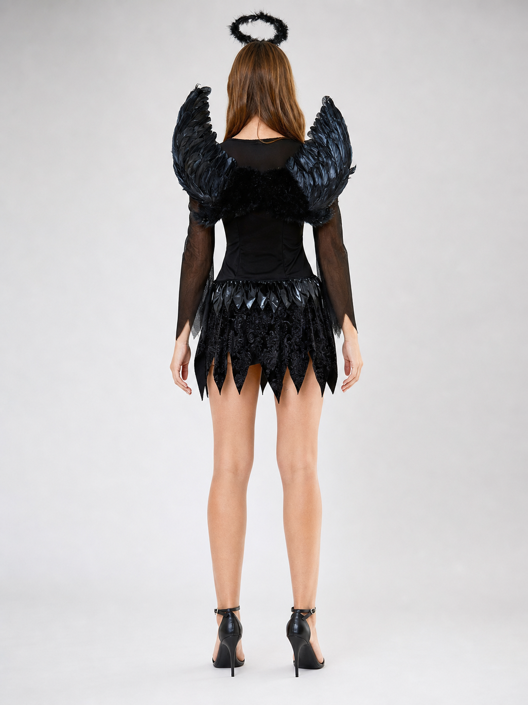 Dark Angel Costume with Wings and Halo Headband