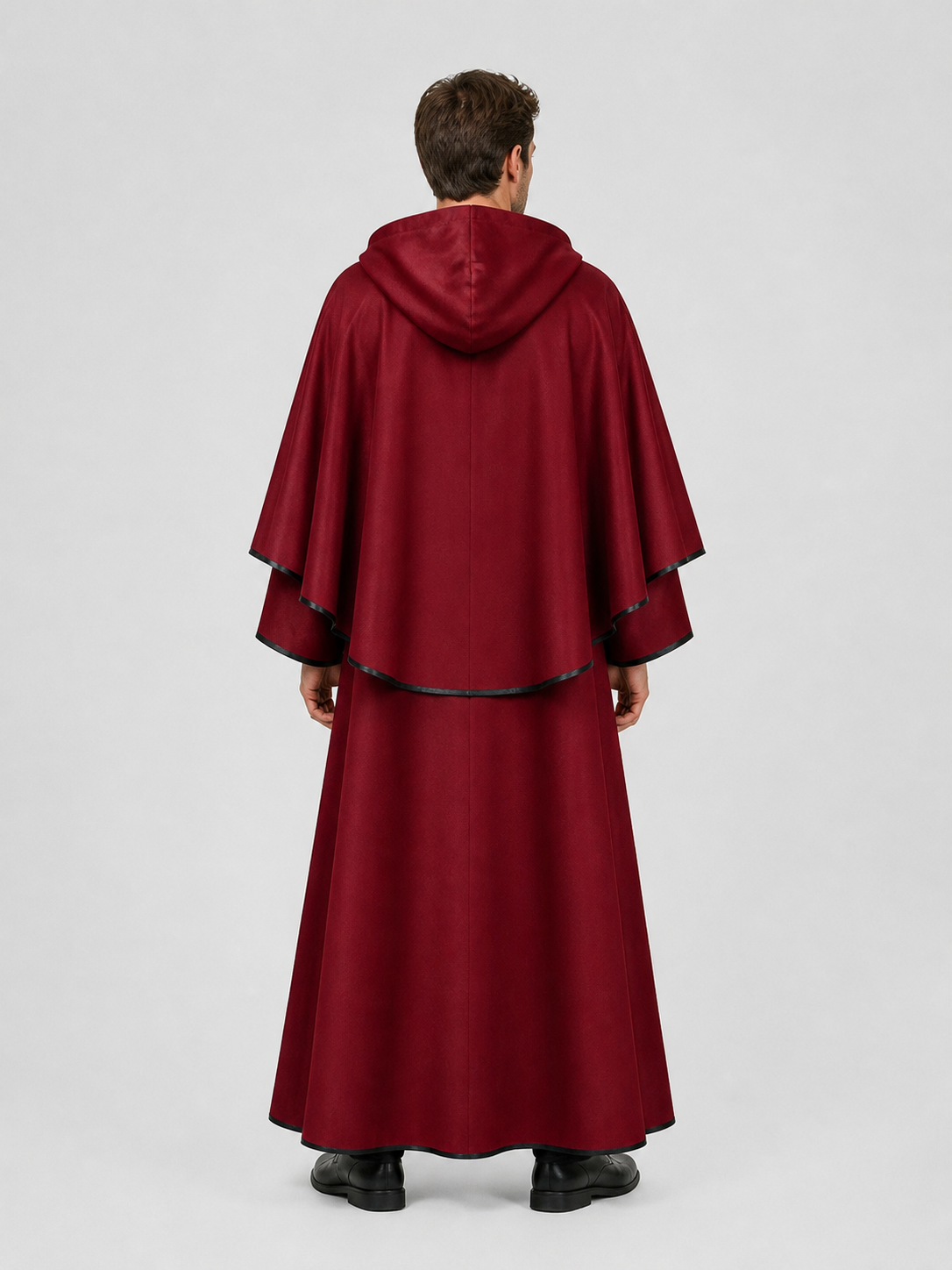 Dark Red Hooded Halloween Cosplay Cloak back view
