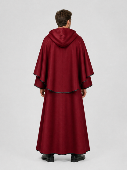 Dark Red Hooded Halloween Cosplay Cloak back view